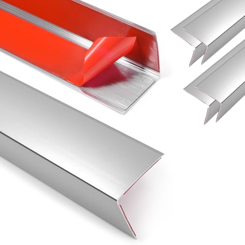 Image of 4Pack Aluminum Metal Corner Protector, 45″x 2″ Peel and Stick L Molding Corner Guards with 90 Angle, for Wall Door Frame Cabinet Furniture Baseboard Protection and Decoration (Silver)