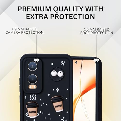 Image of DARKFIT Back Case Cover Compatible for OnePlus Nord CE4 Lite 5G | Cute Fun Cartoon Ball 3D Coffee Silicone Case | Body Protection | Camera Protection | Shock Proof | Color Black