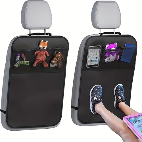 AIMQIAD Lot de 2 Protections Dossier de Siège Voiture, Imperméables et Anti-Coups de Pied, avec 3 Poches de Rangement, Compatible pour Volvo XC40 XC60 XC90