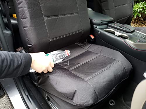 Itailormaker Canvas Seat Covers For Cars Trucks Suvs, Black Grey Waterproof Protectors Universal Fit Airbag Compatible, Front Set W/Separate Headrest Covers #TOP4
