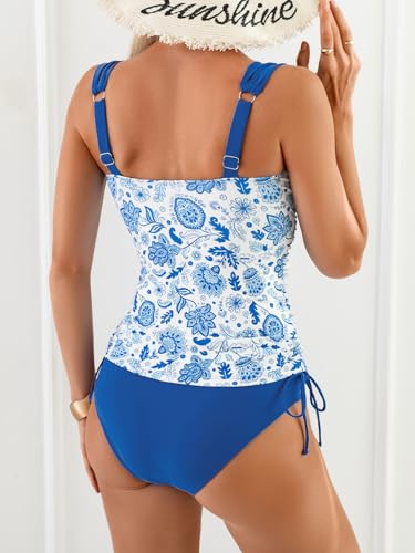 Image of B2prity Tankini Swimsuits for Women Tummy Control Two Piece Bathing Suit High Waisted Wrap Swim Suit with Bottom Swimwear