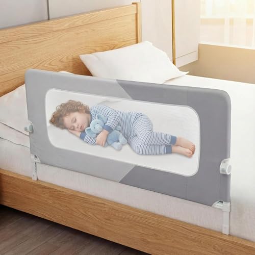 Purfex Toddler Bed Rail Guard for Kids Foldable Kids Bedside Safety Bumper for Crib Twin Full Queen & King Beds (150cm/59 Inch)