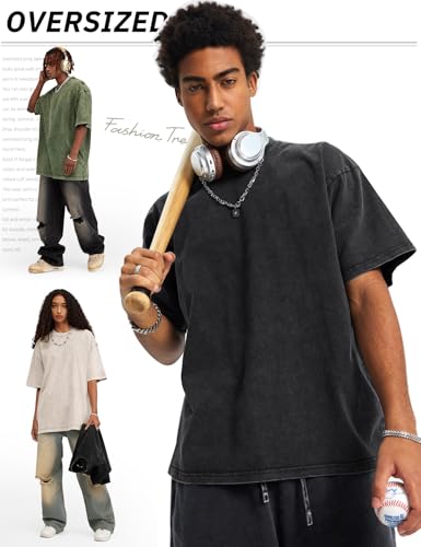 Image of Arssm Men Oversized T Shirts Vintage Tee Loose Fit Short Sleeve Casual Streetwear Baggy Washed Unisex Tops