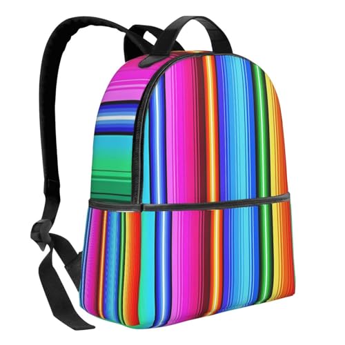 Mexico Serape Rainbow Stripes Print Backpack Lightweight Laptop Backpacks Casual Double Shoulder Backpack For Women Men Travel4
