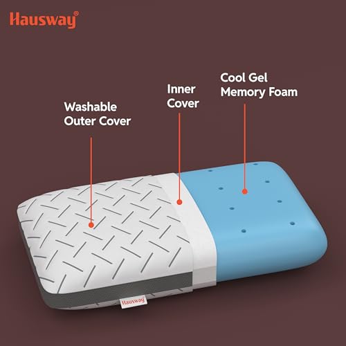 Image of Ventilated Cooling Gel Memory Foam Pillow Queen Size - 4.5 Inch Thick | 2 Years Warranty | with Removable Washable Cover - Pack of 1
