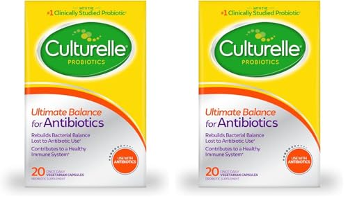 Culturelle Probiotics Ultimate Balance Probiotic with Antibiotics-Probiotic Capsules Help Restore Good Bacteria Lost During Antibiotic Use & Contribute to A Healthy Immune System,20Count(Pack of 2)