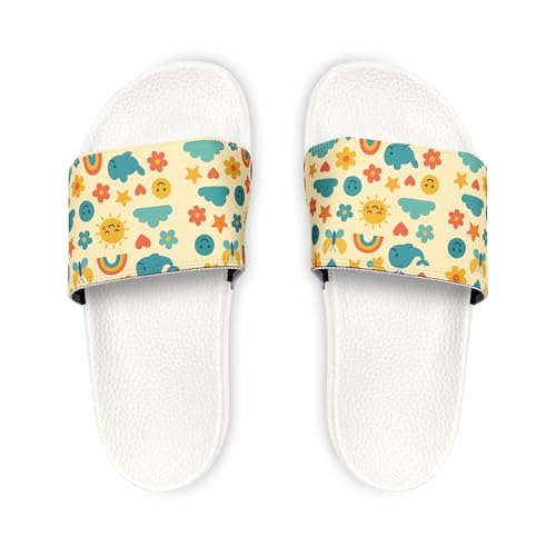 Youth Slide Sandals – Colorful Floral Design for Summer Fun | Lightweight, Quick-Dry, Slip-On Shoes for Beach & Vacation