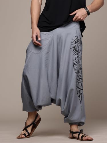 Image of The Veshti Company Printed Harem Pants for Men's Cotton Hippie Style Baggy Boho Yoga Pajama Pant with Pocket