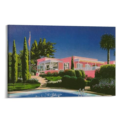 Toile rétro Hiroshi Nagai Rose 20x30 cm évocation d'un été éternel et nostalgique