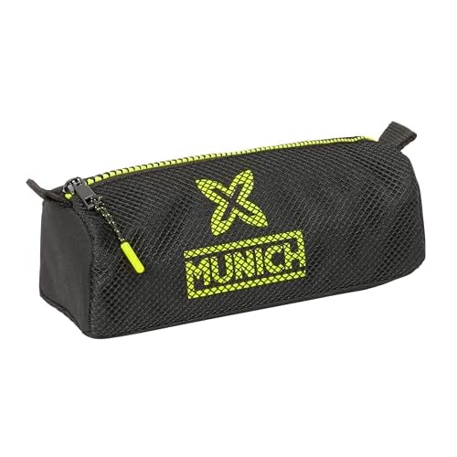Safta Munich Beat - Portatodo con Cremallera y Compartimiento, Estuche Infantil, Estuche Niño, Ideal para Niños en Edad Escolar, Cómodo y Versátil, Calidad y Resistencia, 21x7x8 cm, Color Negro