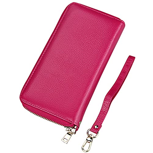 Portefeuille en cuir long pour femme avec fermeture éclair et anti-RFID