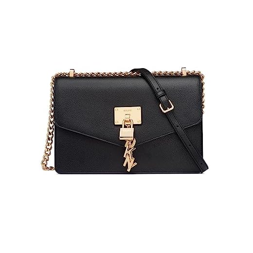 DKNY Women's Everyday Multipurpose Crossbody Handbag Shoulder Bag, Black/Gold Elissa Large, One Size US