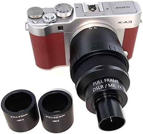 2X Microscope Adapter for Fuji X/FX Mount Mirrorless Cameras. Fits 23mm, 30mm and 30.5mm Ports