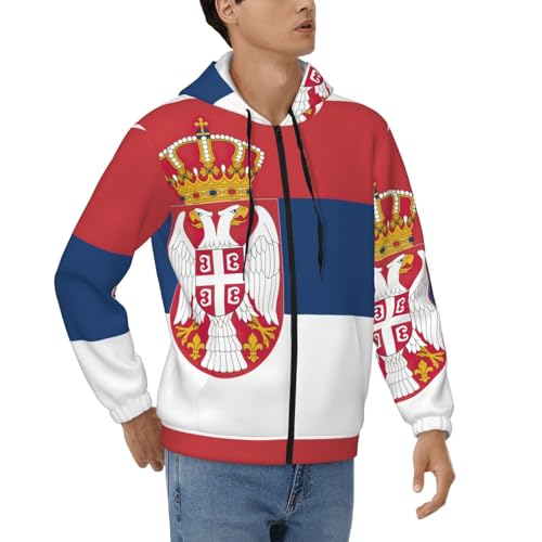 Sweat à capuche zippé Serbie doublé et chaud contre le froid