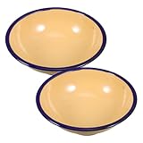 TOBBOMEY 2 piezas Cuenco Vintage Esmaltado Bol Decorativo para Sopa Ensalada y Almacenamiento de Alimentos Diseño Retro Resistente y Duradero Color Aleatorio Color Aleatorio