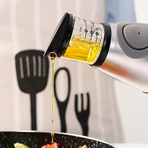 Botella de aceite funcional con tanque de condimento para dosificar vinagre con precisión 3