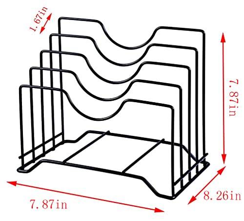 Stainless Iron Cutting Board Holder, Cutting Board Storage Organizer , Pot Lid Rack Organizer Kitchen Cabinet Rack Storage With 4 Sectional (Black) #TOP1