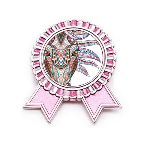 Broche cheval rose mosaïque en métal accessoire tendance pour veste