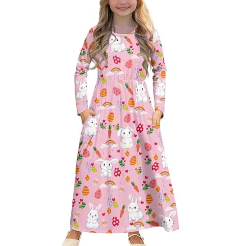 Long Maxi Dress for Girls 5t-14Year Holiday Dresses with Pockets Back to School