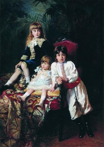 RZHRHJES Dipinto Astratto Decorativo Tela Immagini Stampe Immagine i figli del signor Balashov di Konstantin Yegorovich Makovsky per Decorazioni per la Casa 60x90cm