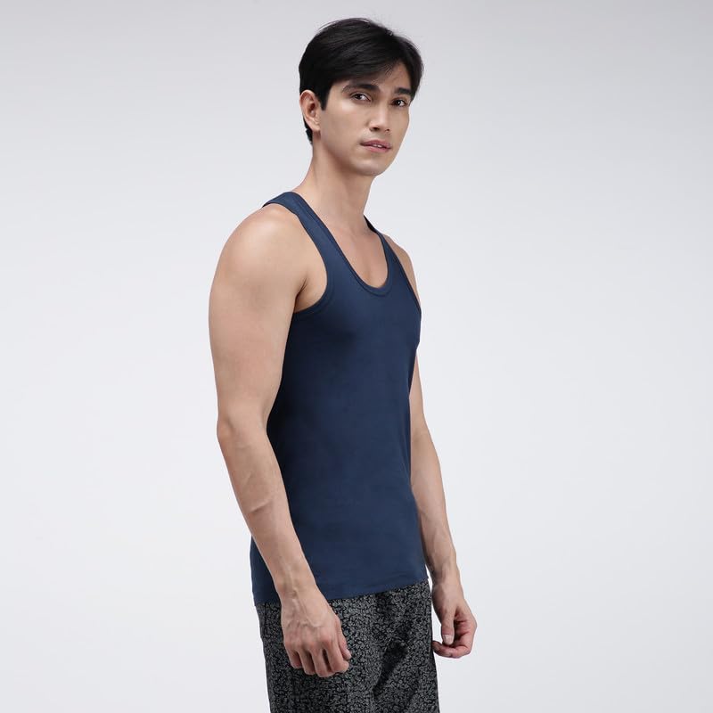 Image of Amul Comfy Men's Cotton Vest | Round Neck Sleeveless | Seamless Body for Superior Comfort | Ultra-Soft Hand Feel | 100% Pure Cotton Innerwear | Color May Vary
