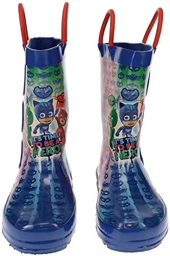 PJ Masks Toddler Rain Boots with Easy-On Handles, Catboy, Gekko, and Owlette, Blue, Size Toddler 7/84