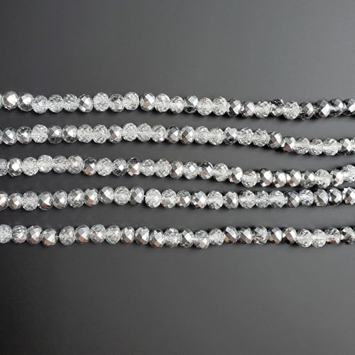 Image of 8mm Rondelle Glass Beads for Jewelry Making, Faceted Briolette Crytal Spacer Beads for Bracelet Necklace Earring, Translucent Silver 300pcs