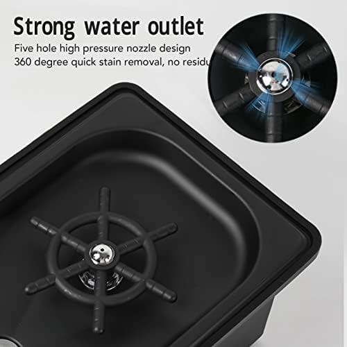 Miniatura 3 de Focket Enjuagadora de jarra, enjuague de vidrio para fregadero de cocina de acero inoxidable con bandeja de drenaje y goteo, lavadora automática de
