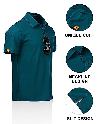 Little Beauty Polo Shirts For Men Slim Fit Summer Casual Moisture Wicking Dress Collared Shirts, Blue L #TOP2