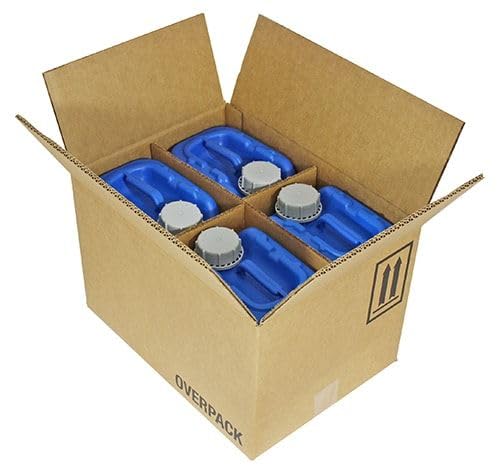 4 x 5 Liter (1.32 Gallon) UN Rated Jerrican- Overpack Kit - (Blue) 3H1/Y