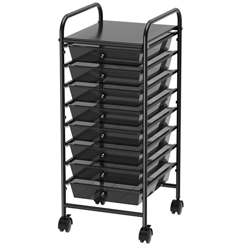 Simple Houseware Utility Cart with 8 Drawers Rolling Storage Art Craft Organizer, Black