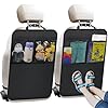 Alfombrillas con organizador – Paquete de 2 fundas protectoras de asiento trasero para tu auto, SUV, minivan o camión, accesorios de seguridad para niños para asiento trasero de vehículo, protectores
