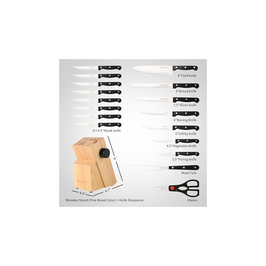 19-Piece-Knife-Set-German-Steel-Durable-and-Dishwasher-Safe-Knife-Sets-for-Kitchen-with-Block-Sets-with-Built-in-Sharpener-for-Chopping-Slicing-DicingCutting 19-Piece Knife Set, German Steel, Durable and Dishwasher Safe, Knife Sets for Kitchen with Block Sets with Built-in Sharpener for Chopping, Slicing, Dicing&Cutting