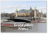 Aimant puissant à l'arrière Aimant de réfrigérateur Grand Palais, Pont Alexandre III et Bateau Mouche,