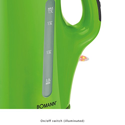 Bomann WK 5011 CB Elektrischer Wasserkocher 2200 W, 1,7 Liter, Edelstahl, grün – Bild 3