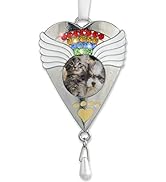 BANBERRY DESIGNS Rainbow Bridge Pet Memorial Ornament - Silver Heart Shaped Photo Ornament with R...