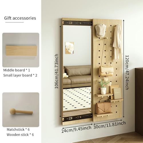 Panneau perforé modulaire en bois avec miroir pour un rangement sur mesure