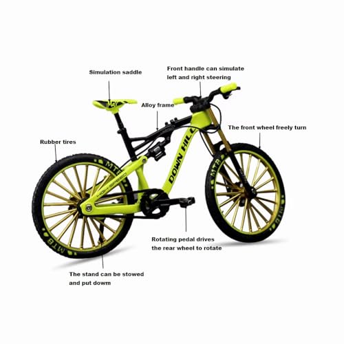 Image of 1:8 Scale Die Cast Racing Bicycle Toy for Kids - Alloy Metal Off-Road Decorative Showpiece with Realistic Design, Moveable and Rotating Handle, Wheels, Pedals (Multicolor)