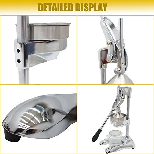 Preasion Professional Manual Citrus Juicer 304 Stainless Steel Orange Juice Squeezer Heavy Duty Commercial Metal Lemon Squeezer Hand Press Pomegranate Squeezer, Silver #TOP3