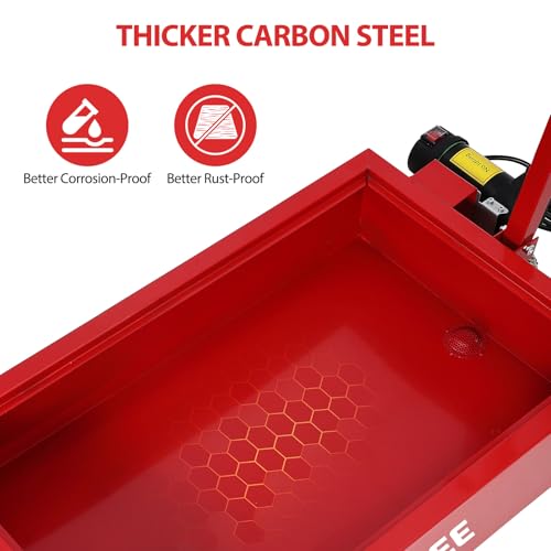 Image of Garvee 20 gal Low Profile Electric Oil Drain Cart, 110V Pump, 8 ft Hose & Folding Handle, Rolling Oil Drain Pan for Cars, Trucks, Buses, RVs