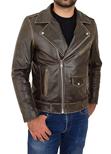 Veste Brando en cuir véritable homme marron, l'esprit de liberté