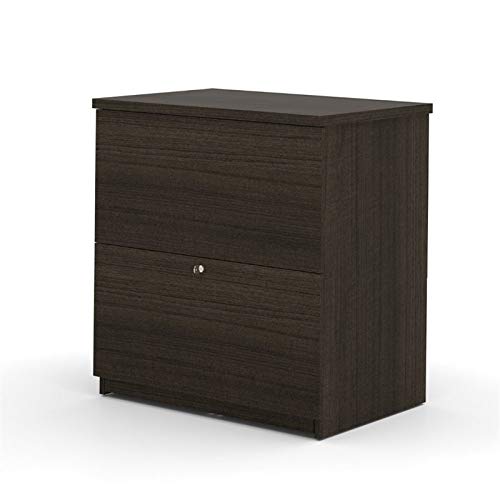 Bestar Ridgeley Executive Computer Desk With Hutch, A Lateral File Cabinet, And A Bookcase, Dark Chocolate #TOP2