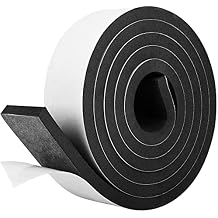 Kikerike Self Adhesive Foam Tape Weatherstrip 2In x 3/8In x 6.5Ft High Density Foam Insulation Strips Seal Weather Stripping with Strong Adhesive for Door and Window Sound Isolation Soundproofing
