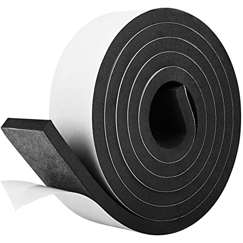 Image of Kikerike Self Adhesive Foam Tape Weatherstrip 2In x 3 /8In x 6.5Ft High Density Foam Insulation Strips Seal Weather Stripping with Strong Adhesive for Door and Window Sound Isolation Soundproofing