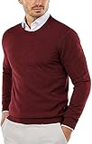 Maschinenwaschbar COOFANDY Herren Pullover mit Rundhalsausschnitt Slim Fit Leichte Sweatshirts Strickpullover für Casual oder Dressy Wear Weinrot L