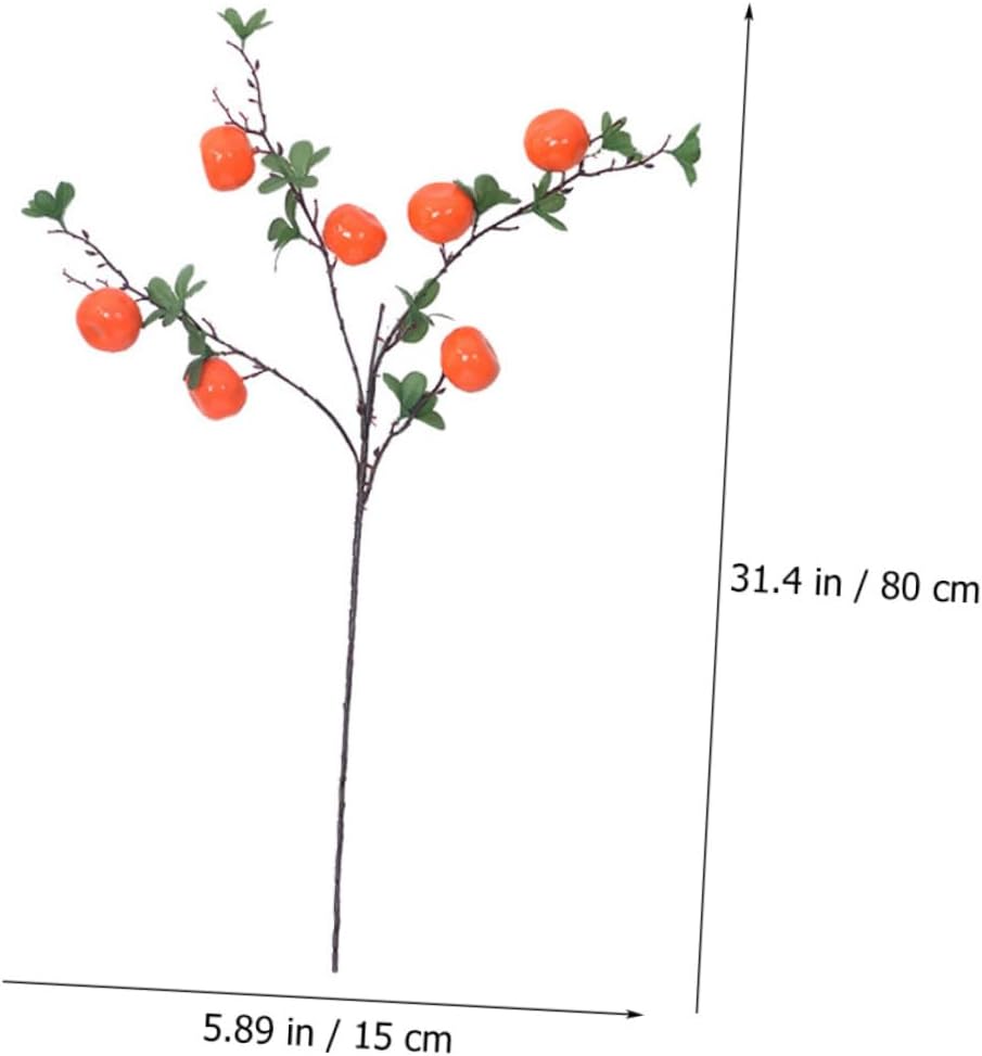 Artificial Orange Fruit Branches 7-Head Faux Citrus Decoration Plastic Simulated Fake Fruits for Living Room and Home Party Décor