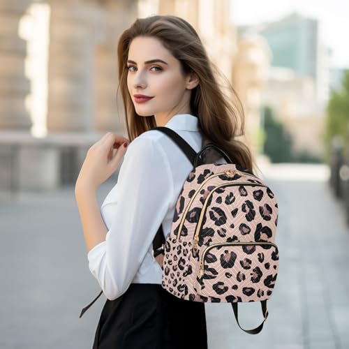 Image of senya Pink Black Leopard Women Backpack Purse Travel Daypack Shoulder Bag