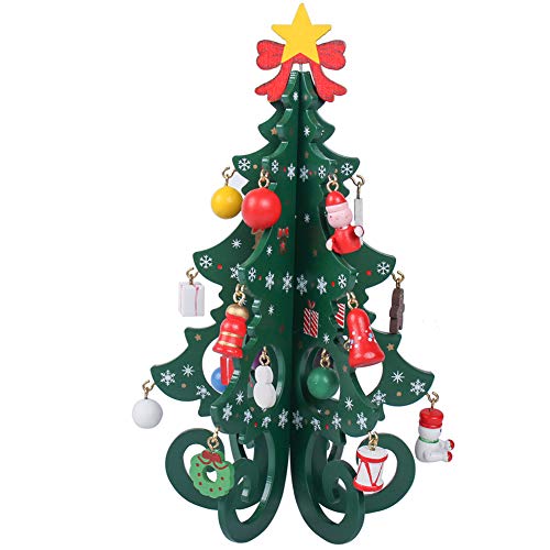 Albero Di Natale Piccolo Albero Di Natale Albero Di Natale Da Tavola in Legno Con Mini Ornamenti Di Natale Fai-da-te Piccolo Verde Decorazioni Natalizie Decorativo Da Tavolo Tavola Scrivania