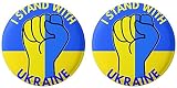 Lot de 2 badges ronds « I Stand With Ukraine » - 58 mm - Pour homme et femme