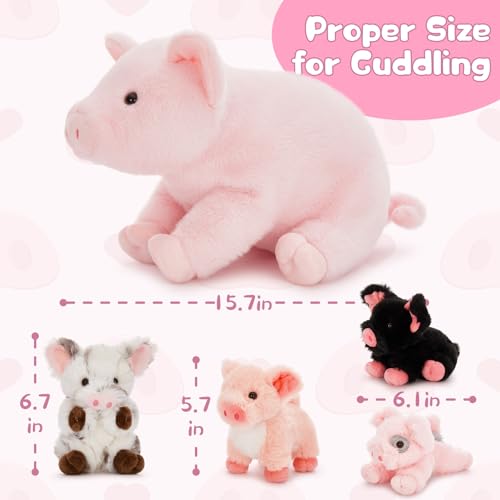 Image of Pig Stuffed Animal with 4 Baby Piggy Toys, Pink Pig Plush Set, 16 inch